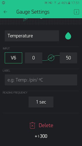 Esta es la configuración para la temperatura.